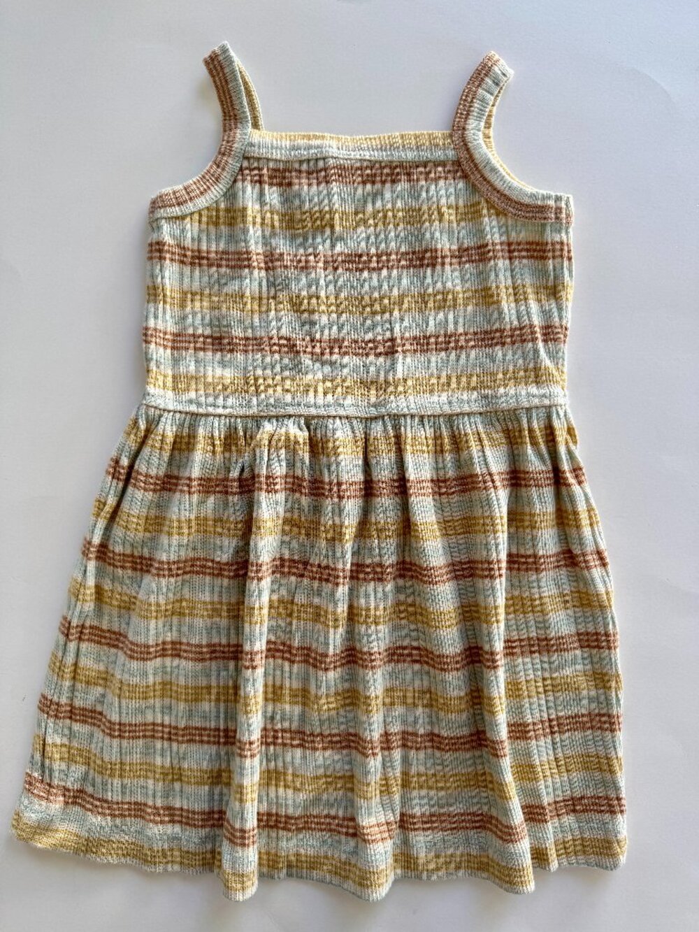 Kate Quinn Ribbed Stripe Tank Dress Sage Mustard 18-24M